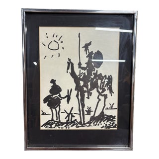 Vintage Pablo Picasso 1955 Commemorative Don Quixote Framed Print For Sale