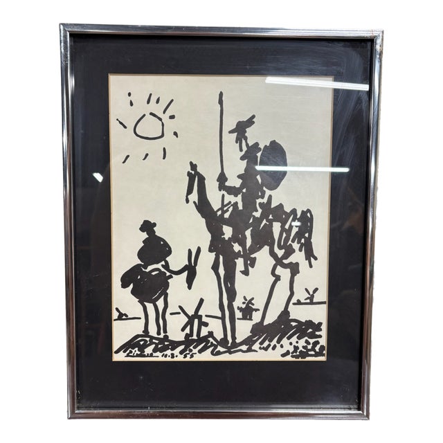 Vintage Pablo Picasso 1955 Commemorative Don Quixote Framed Print For Sale
