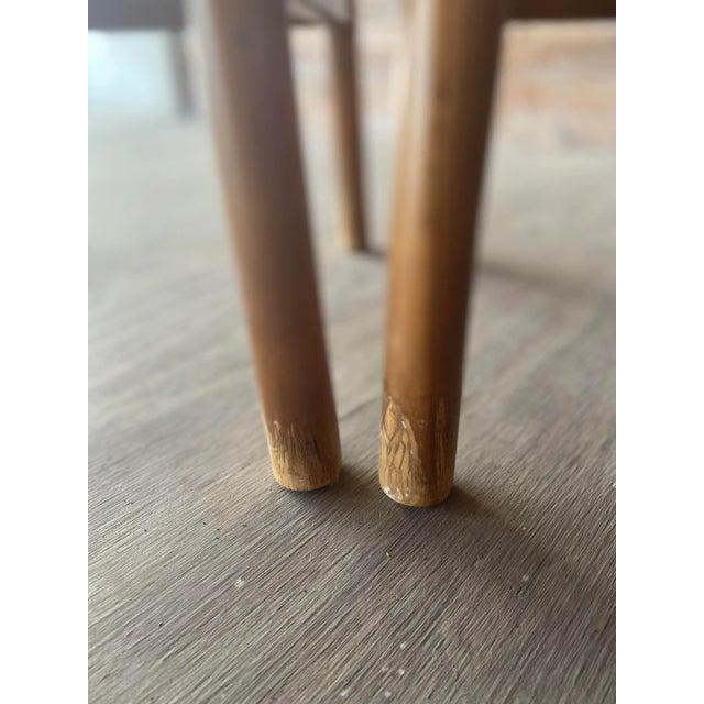Pair of Jute Wrapped Backless Bar Stools | Mid Century Modern For Sale - Image 12 of 13