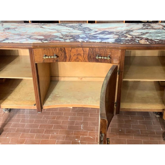 Metal Art Deco Rosewood & Marble Dining Room Set, 1930s, Set of 10 For Sale - Image 7 of 14