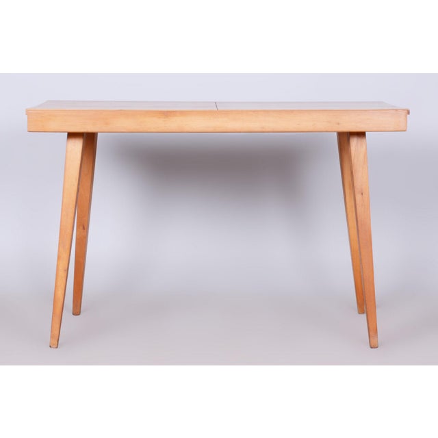 Mid-Century Czech Extendable Table in Beech and Ash attributed to Tatra Pravenec, 1950s For Sale - Image 13 of 17