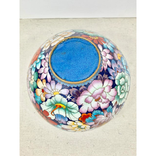 Vintage Floral Cloisonné Bowl For Sale - Image 10 of 11