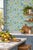 Mediterranean Limoncello Floral & Lemon Grasscloth Wallpaper by House Party | Mediterranean Blue | 6 Yards For Sale - Image 3 of 9