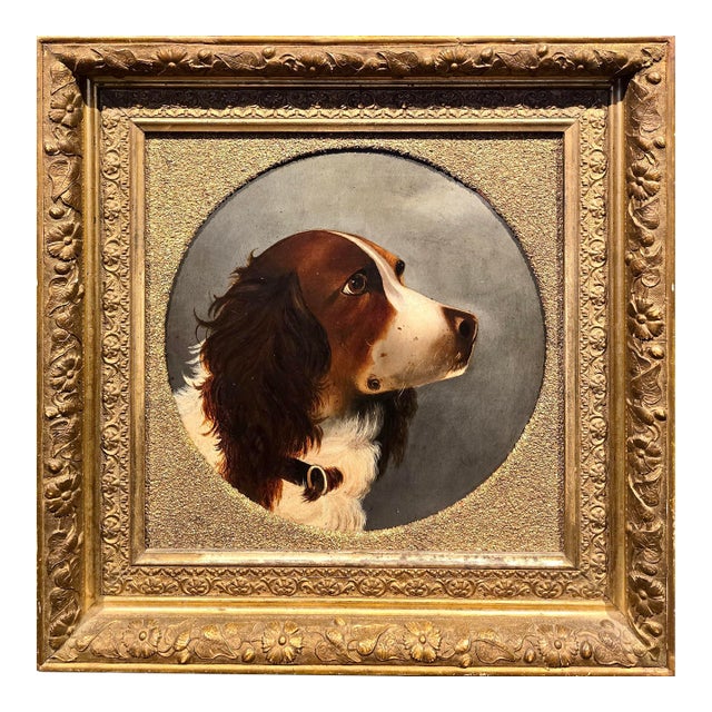 Late Victorian English Spaniel Portrait – 19th Century Oil Painting For Sale