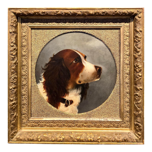 Late Victorian English Spaniel Portrait – 19th Century Oil Painting