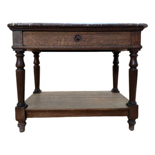 Napoleon III Console Table in Oak and Marble For Sale