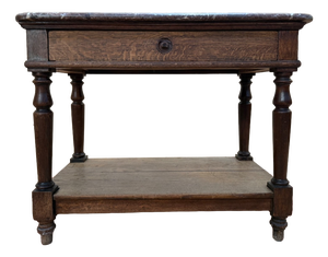 Napoleon III Console Table in Oak and Marble
