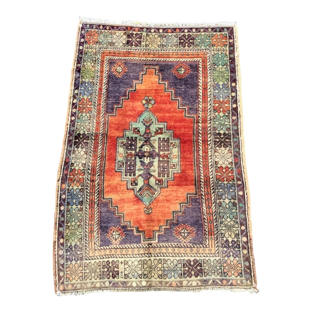 Vintage Turkish Anatolian Handmade Wool Multicolor Rug For Sale