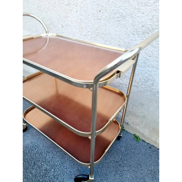 Goldenrod Mid-Century Modern Serving Bar Trolley from Kaymet, 1960s For Sale - Image 8 of 12