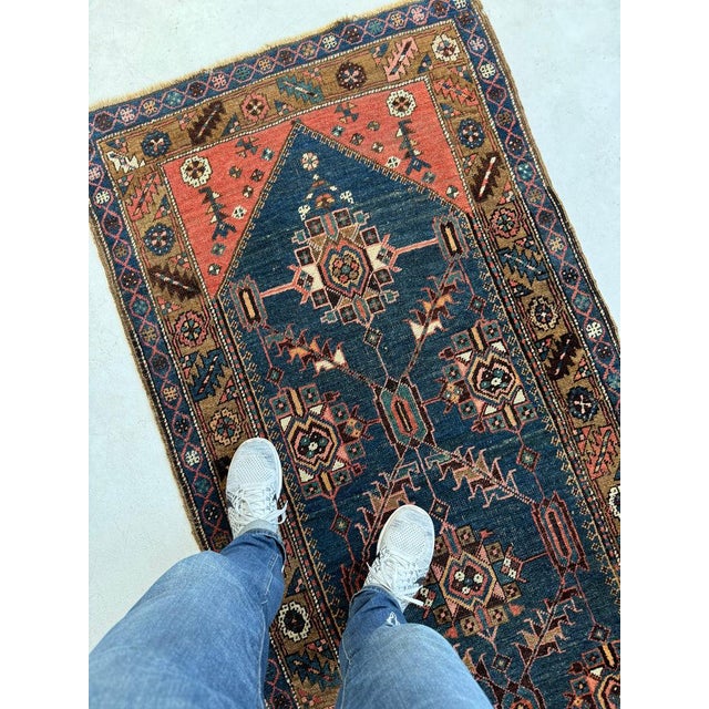 Antique NW Persian Bakshayesh Runner Coral Wool Foundation Rug 3.2 x 7.10 For Sale - Image 4 of 7