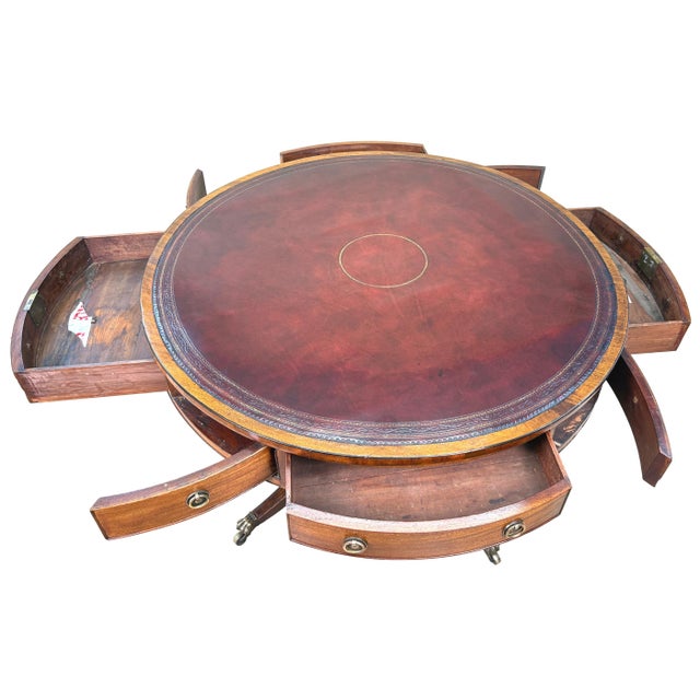 George III English Georgian Mahogany Drum Top Library Table, 1800 For Sale - Image 9 of 12