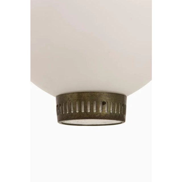 Ceiling lamp in brass and opaline glass by bent karlby, 1950's additional information: material: brass and opaline glass...