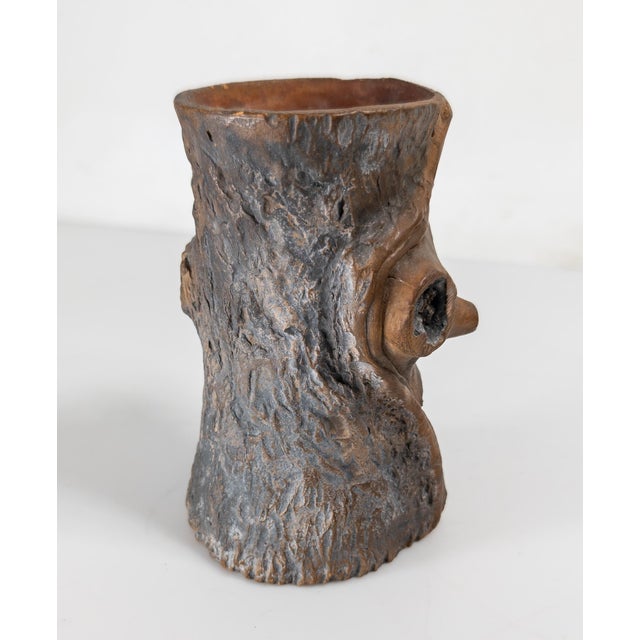 Chinese Early 20th Century Chinese Republic Yixing Zisha Tree Form Brush Pot Vase For Sale - Image 3 of 12