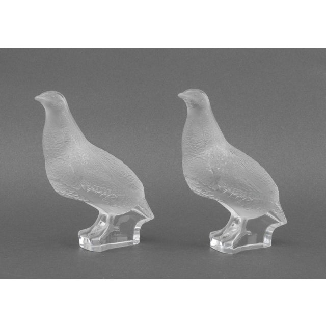 Set of Four Lalique Crystal "Perdix" [Partridge] Sculptures, all marked "Lalique France" to undersides. Tallest: 7.25" H x...
