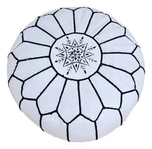 Authentic Moroccan Leather Pouf – Handmade Ottoman Cover, Genuine Leather Footstool, Unstuffed Pouffe for Living Room Décor .