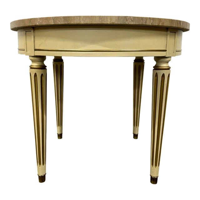 Vintage French Louis XVI Style Round Marble Top Side Table End Table For Sale