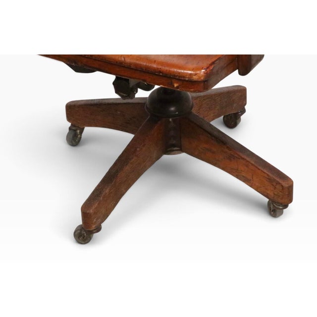 Brown Antique Bank of England Jury Style Swivel Tilt Desk Chair For Sale - Image 8 of 16