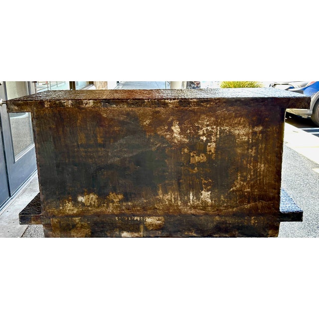 Early 20th Century Brutalist Hand Hammered Metal Clad Credenza For Sale - Image 4 of 18