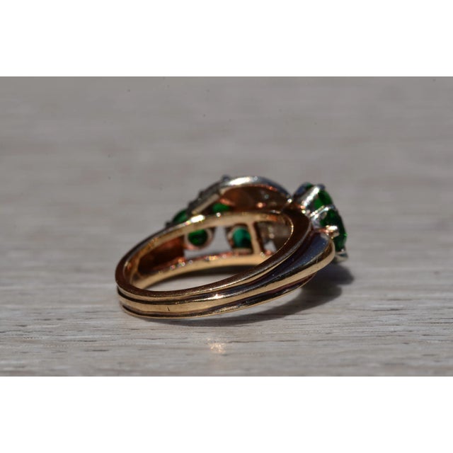 The Boothwyn: Ladies Antique Two Tone Ring set with Diamonds and Chrome Diopside For Sale In Philadelphia - Image 6 of 10