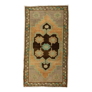 Turkish Mini Rug Oriental Hand Knotted Vintage Rug 1'8" x 2'11" #21259 For Sale