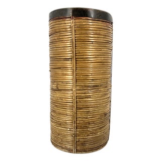 Italian Copper and Bamboo Umbrella Stand, 1960s For Sale