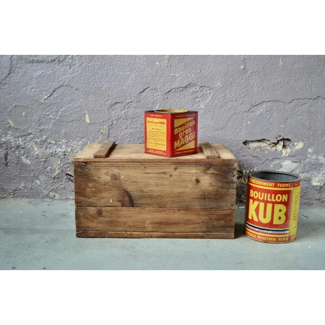 Wood Large Wood Trunk, 1940s For Sale - Image 7 of 9