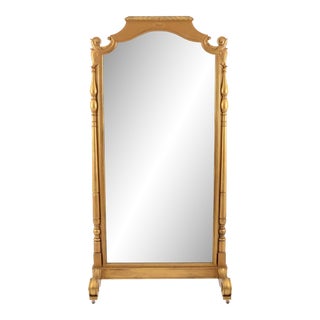 1930's French Gilt Double Sided Floor Mirror For Sale