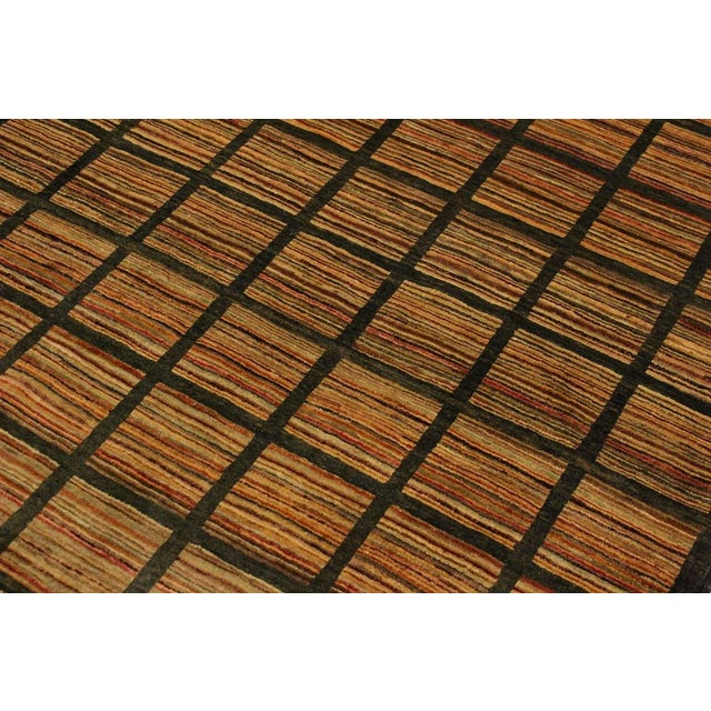 1990s Boho Chic Gabbeh Charcoal/Rust Wool Area Rug -4'2 X 5'11 For Sale In New York - Image 6 of 8