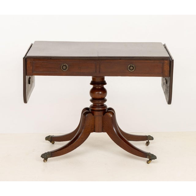 Wood Regency Mahogany Drop Leaf Sofa Table For Sale - Image 7 of 13