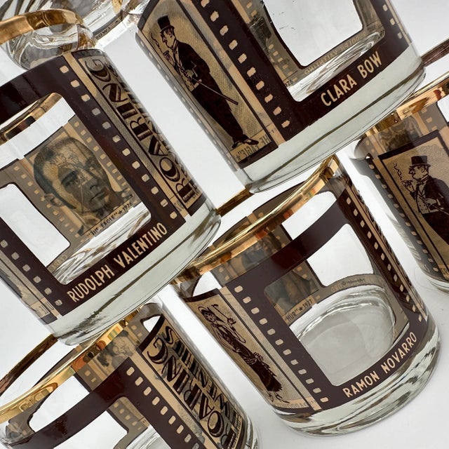 Metal Vintage Roaring Twenties Movie Film Double Old Fashioned Glasses- Set of 6 For Sale - Image 7 of 8