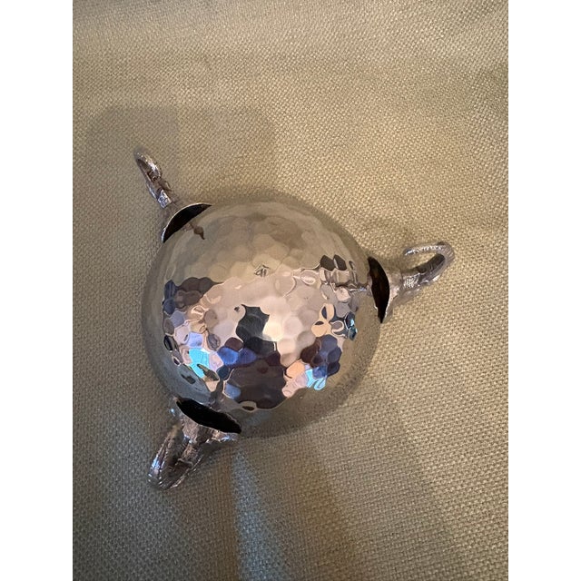 Late 20th Century Late 20th Century Silver Hammered Bowl With Decorative Elephant Handles For Sale - Image 5 of 6