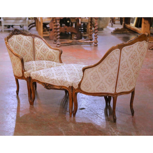 This elegant antique French walnut Duchesse Brisée (French for “broken duchess”), also known as a provincial chaise...