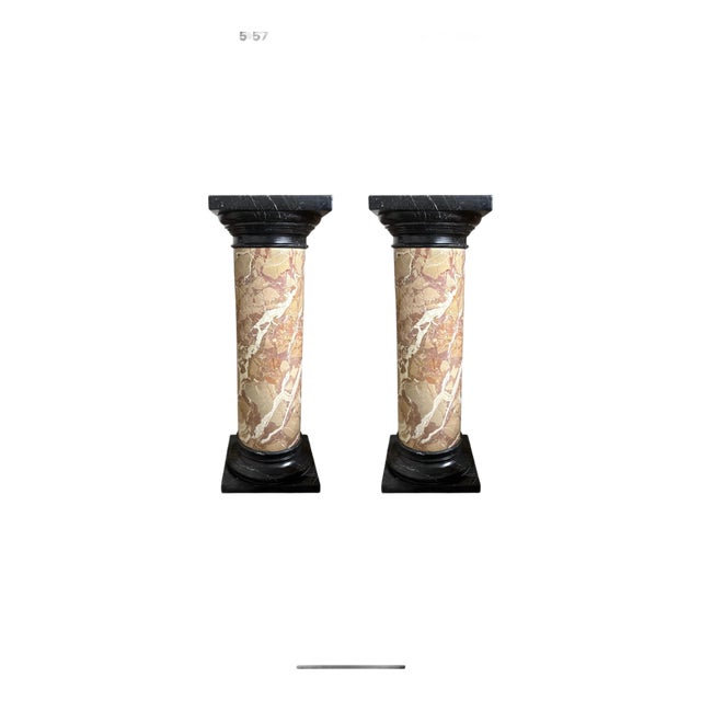 Pair of 19th Century French Marble Pedestals For Sale