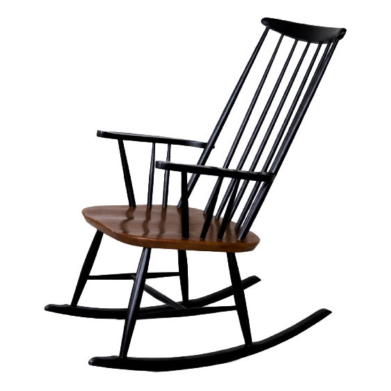 Mid-Century Finnish Modern Wooden Rocking Chair by Ilmari Tapiovaara for Asko, 1960s For Sale