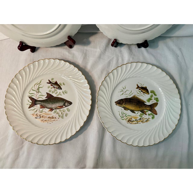 Vintage, French, Luneville, Ceramic Fish Plates - Set of 4 For Sale In Salt Lake City - Image 6 of 11