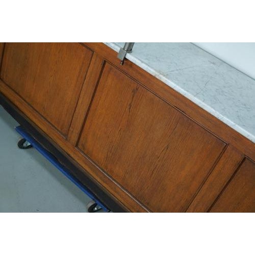 Large Antique Art Deco German Oak & Marble Chocolate Shop Counter, 1920s For Sale - Image 4 of 18