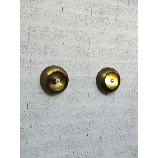 Circular Brass Sconces, Italy, 1960s, Set of 2 For Sale - Image 10 of 11