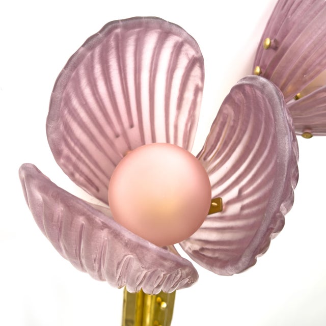 Metal Tulips Murano Glass and Brass Sconces, 2000, Set of 2 For Sale - Image 7 of 10