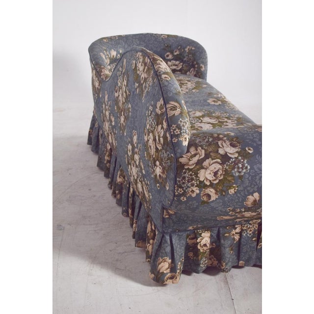 Vintage Chaise Lounge in Blue Flowery Fabric, 1920s For Sale - Image 6 of 13