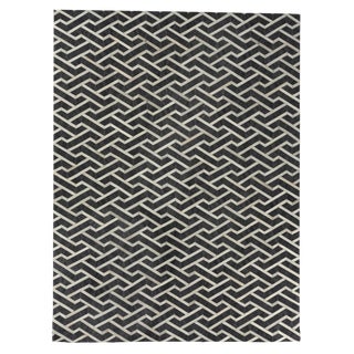 Dover Patchwork Leather Viscose Charcoal Ivory Rug - 11'6"x14'6" For Sale