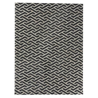 Dover Patchwork Leather Viscose Charcoal Ivory Rug - 11'6"x14'6" For Sale