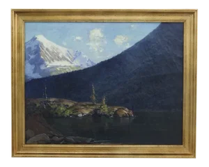 Early 20th Century Mountain Landscape Oil Painting by Robert Van Vorst Sewell, Framed
