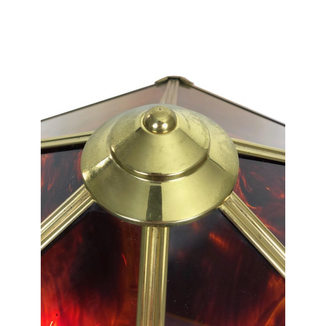 Vintage Brass & Faux Tortoise Acrylic Table Lamp by Sciolari, Italy, 1970s For Sale - Image 11 of 13