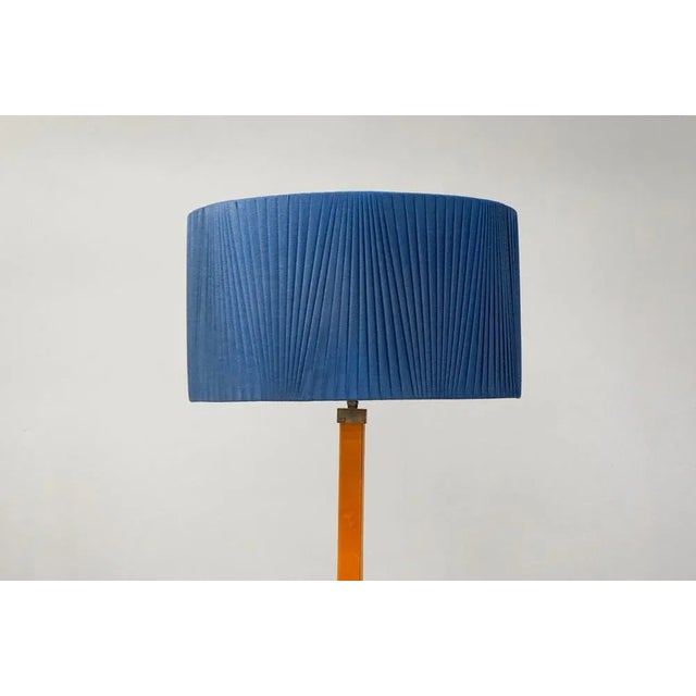 Mid-Century Swedish Floor Lamp in Leather For Sale - Image 4 of 7