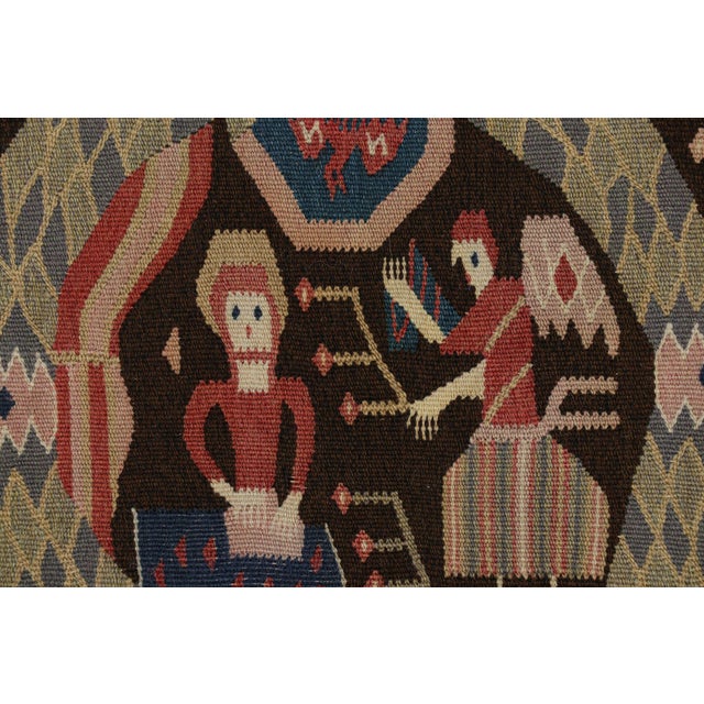 Rug & Kilim Antique Swedish Rollakan Tapestry With Pictorials and Florals, From Rug & Kilim For Sale - Image 4 of 6