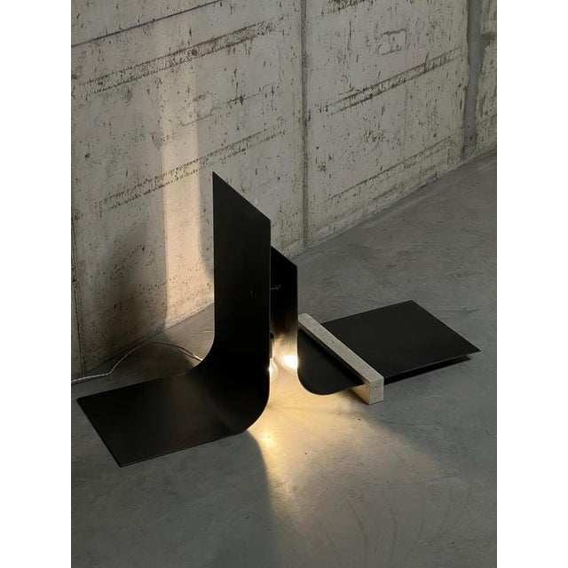 Collision 2.1 Floor Lamp in Iron & Travertine by D´ARK Atelier For Sale - Image 11 of 17