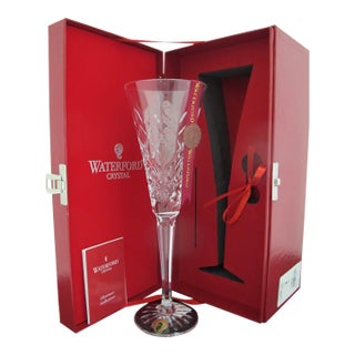 Waterford Crystal 12 Days of Christmas Calling Birds Champagne Flute Charm & Box For Sale