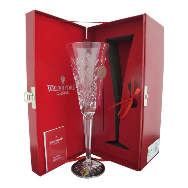 Waterford Crystal 12 Days of Christmas Calling Birds Champagne Flute Charm & Box For Sale