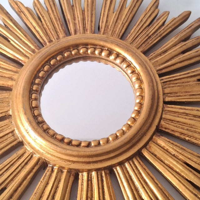 Gilded Sunburst Wall Mirror, Italy, 1960s For Sale - Image 6 of 15