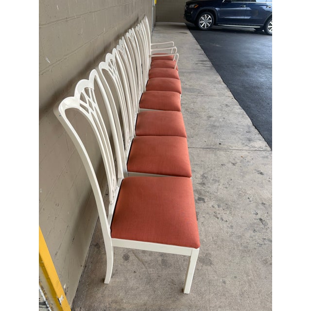 Vintage Italian White Lacquer Dining Chairs- Set of 8 For Sale - Image 4 of 12